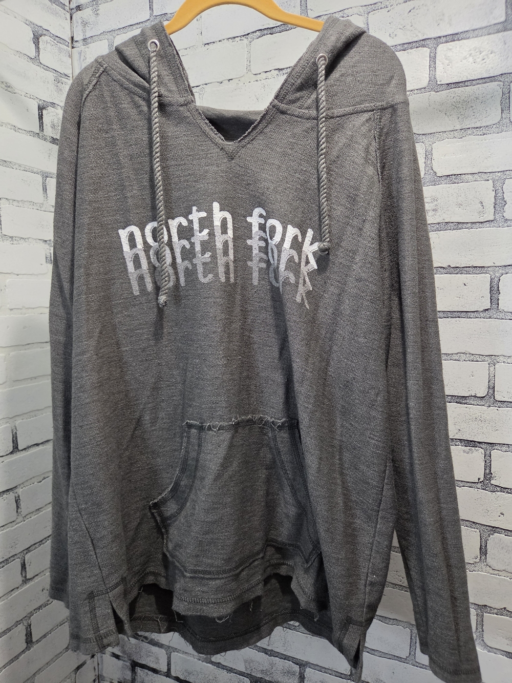 Men's Gray Pullover Hoodie — Distressed Casual Layering